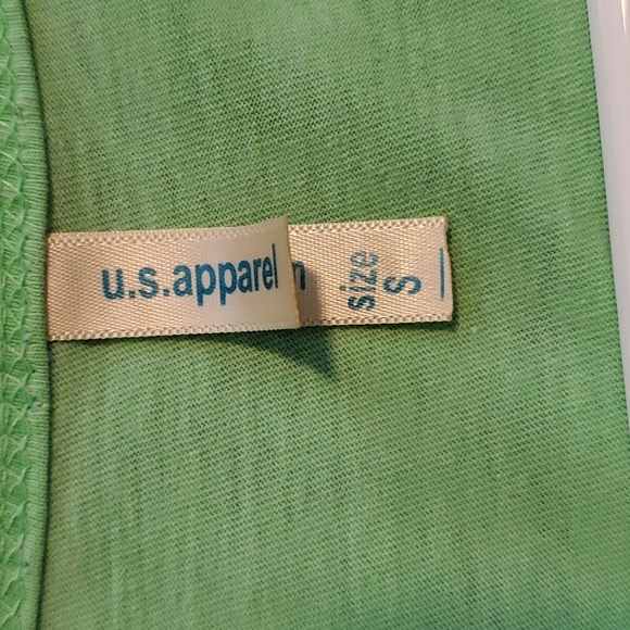 US Apperal lime green Sanibel Island tank top sz S with fringe hem. - Picture 3 of 4